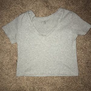 Rare grey brandy melville  v neck crop top